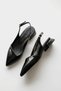 Lupa Black Wrinkled Patent Leather (3 cm) Pointed Toe Daily Use Heeled Ballerinas - 3