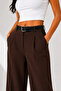 Women's Pearl Belted Palazzo Oversize Wide Cut Flowy Lycra Pants with Belt - 5