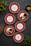 6-Piece Red Love Bird Patterned Tray 22 cm