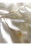 Women's Gold and White Stone Sun Figured Necklace - 3