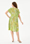 Olive Green Italian Floral Patterned Double Side Pocket Dress 38 - 44 Size - 5