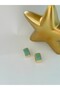 Zircon Stone Detail Square Cut Steel Hoop Earrings