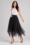Mzr Black Asymmetrical Cut Tulle Skirt High Waist Lined Stylish Women's Skirt - 2