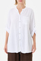 Women's White Italian Judge Collar Foldable Sleeve Sequined Oversize Viscose Shirt Size 40 - 44 - 5