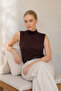 Women's 100% Viscose Half Turtleneck Sleeveless Blouse I Comfortable Fit Sleeveless Blouse I Flexible Minimal Sleeveless Basic Blouse I Women's Bodysuit I Standard Size - 2