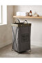Grey Plain Foldable Laundry Hamper