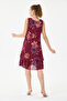 Burgundy Italian Floral Patterned Zero Sleeve Lined Short Dress 38 - 42 Size - 5