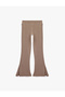 Modal Fabric Slim Fit High Waist Flared Leggings Pants with Slit Detail - 5