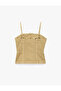 Cotton Slim Fit Pocket Detailed Square Collar Strap Corset Look Denim Blouse - 2