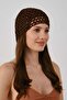 Perforated Summer Knitted Beanie Y8256 Brown - 3