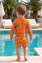 Aloha Surf's up Orange Zippered Long Sleeve Baby Boy Romper Swimsuit - 5