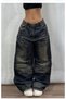 Vintage Vintage Printed Back Pocket Detail Unisex Baggy Trousers - 2