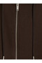Brown Hooded Oversize Women's Thick Zippered Sweatshirt - 2