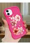 iPhone 12 Compatible Case Camera Protector Red Silicone Couple Phone Case Floral Pattern