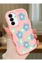 Samsung Galaxy A17 Compatible Case Camera Protector Pink Silicone Couple Phone Case Floral Pattern