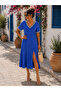 All-Day Elegance - Women's V-Neck A-Line Comfortable Viscose Dress