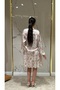 2 Piece Dowry Satin Short Nightgown and Dressing Gown Set Romantic Floral Patterned Belted Ends and Sleeves Ruched Bridal Set - 6