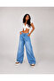 Ice Cream Color Front Side Panels with Knee Detailing Baggy Jeans
