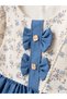 Vintage-Inspired Girl's Dress with Bow Detail and Bag - 4