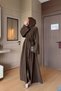 Abaya with Stone Ruffle Detail on the Sleeves (Shawl Included) - Brown - 3