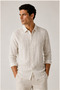 100% Pure Linen Striped Long Sleeve Regular Fit Men's Shirt |   Ee100129774 - 2