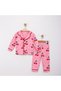 100% Cotton Long Sleeve Buttoned Seasonal Cherry Patterned Soft Textured Bottom and Top Baby Girl Pajama Set - 2