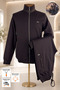 Brown Stand Collar Tracksuit Set with Suede Detail, Lined Inside, Standard Fit, Zipper Pockets, Cotton Men's Top and Bottom Set - 2