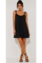 Women's Black Shoulder-Strap Loose-Cut Lycra Cotton Casual Nightgown Beach Casual Skirt Hem Ruffle Mini Dress - 4