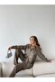 Women's Denim Fabric Embroidered Front Oversize Shirt and Pants Set - 6