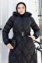 Loren Belted Hooded Quilted Coat Black 6158 - 2