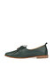 Green Leather Women's Flat Ballerinas - 4