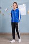 Girl's Potential Thick Striped Hooded Straight-Leg Diver Fabric Tracksuit Set Esf7016