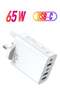 65W 5-Port Fast Charger, 6.6A 2 USB C + 3 USB A Ports Plug, Wall Charging Plug, G Adapter Compatible with charging for Apple Android, Support PD20W and QC3.0 charging protocols