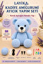 Velvet Teddy Bear Knitting Kit – Beginner Amigurumi Making Set with Digital Video Guide Set-A04