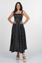 Women's Summer Black Luxe Edit Polka Dot Patterned Satin Belt Detailed Dress 50422 - 6