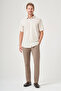 Beige Hard Collar Short Sleeve Pocketed Comfort Fit Cotton Shirt 1004260258 - 2