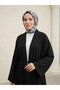 Women's Dubai Fabric Long Kimono Tie-Back Hijab Cardigan Comfortable Fit Seasonal-Black - 2
