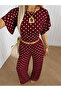 Women's Polka Dot Two-Piece Set Crop Blouse Wide-Leg Pants - 2