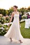 Women's Beige Thin Strap Floral Patterned Maxi Event Dress - 5