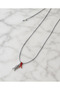 Gray Rope Silver Color Fish Figured Red Ribbon Charm Necklace Does Not Tarnish - 5