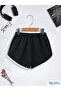Women's Summer Slim Fit Gray and Black Kitty Printed Single Elastic Ribbed Combed Cotton Mini Shorts - 2