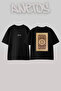 Oriental Hali_18 Design Back Printed Cotton Black Oversize T-Shirt