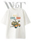 Balikci Makara Gozluk Design Printed Unisex White Oversize T-Shirt