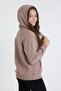 Brown Girl's Zippered Hooded Basic Cardigan with Embroidery 24672 - 5