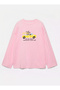 100% Cotton Oversize Fit on My Way Printed - Crew Neck Long Sleeve T-Shirt