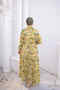Yellow Half-Buttoned Layered Dress with Elastic Sleeves - 4