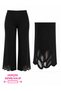 Plus Size Elastic Waist Lycra Wide Leg Slim Viscose Women's Leggings with Embroidery Detail - 2