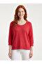 Women's Knitwear Relaxed Fit Round Neck Red Blouse