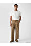 Brown Relax Fit Dobby Men's Pleated Trousers - 2