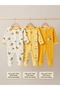 3-Piece Snap-On Baby Romper Set 100% Cotton Yellow Bee Patterned